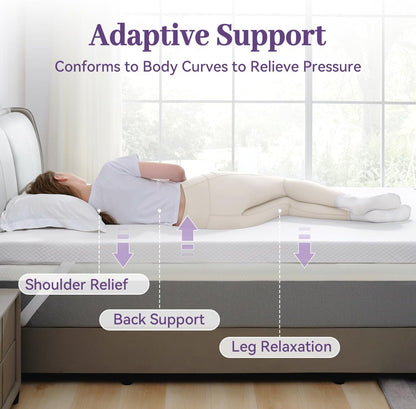 3 Inch Gel Memory Foam Mattress Topper Full Size, Ventilated High Density Pad for Back Pain, Bed Topper with Removable Soft Cover, Certipur-Us Certified