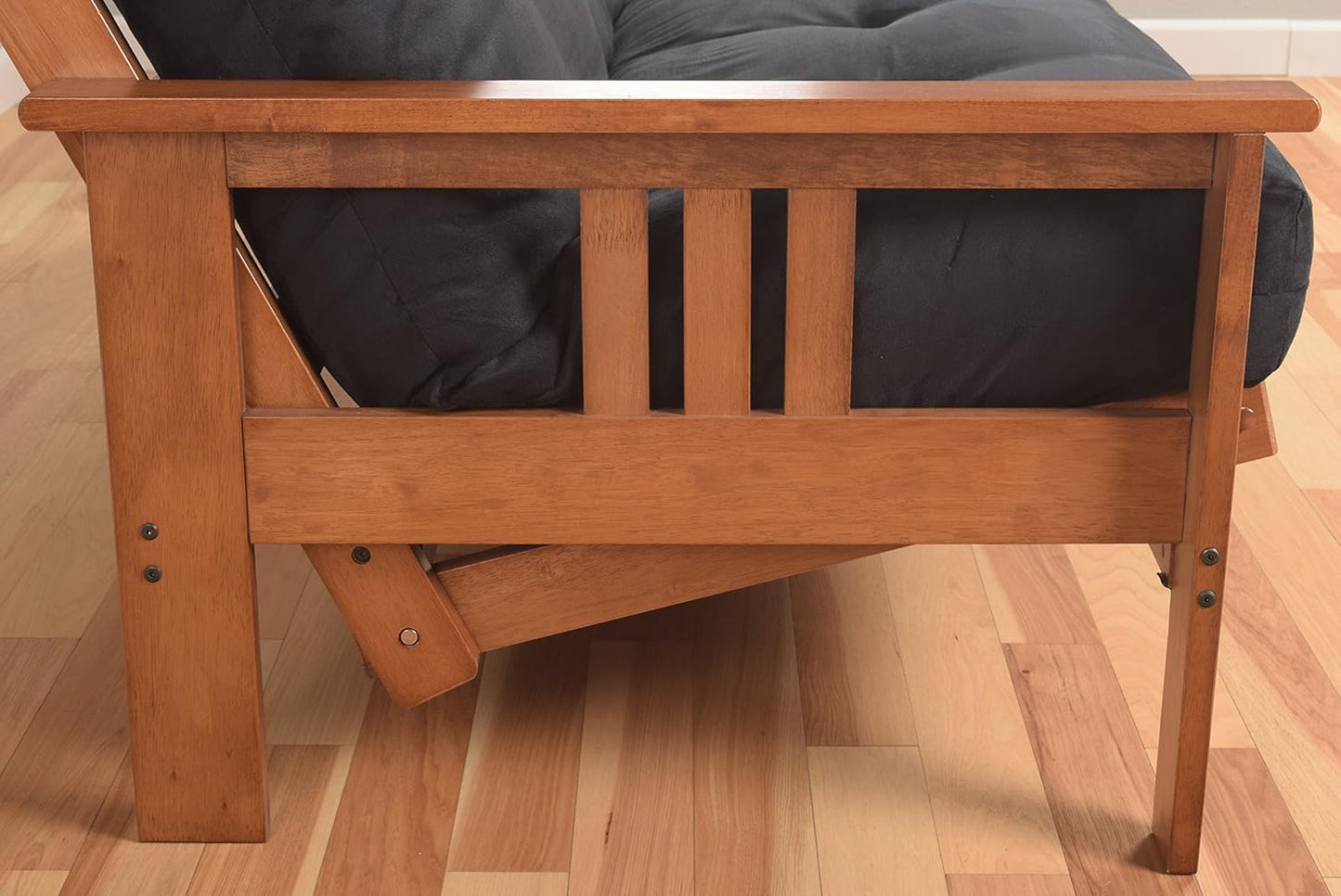Monterey Futon Set, No Drawers, with Barbados Base and Suede Black Mattress