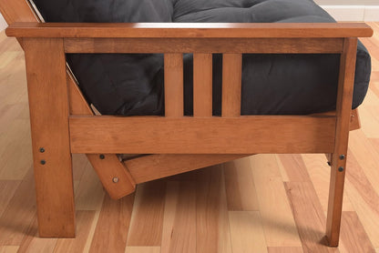 Monterey Futon Set, No Drawers, with Barbados Base and Suede Black Mattress