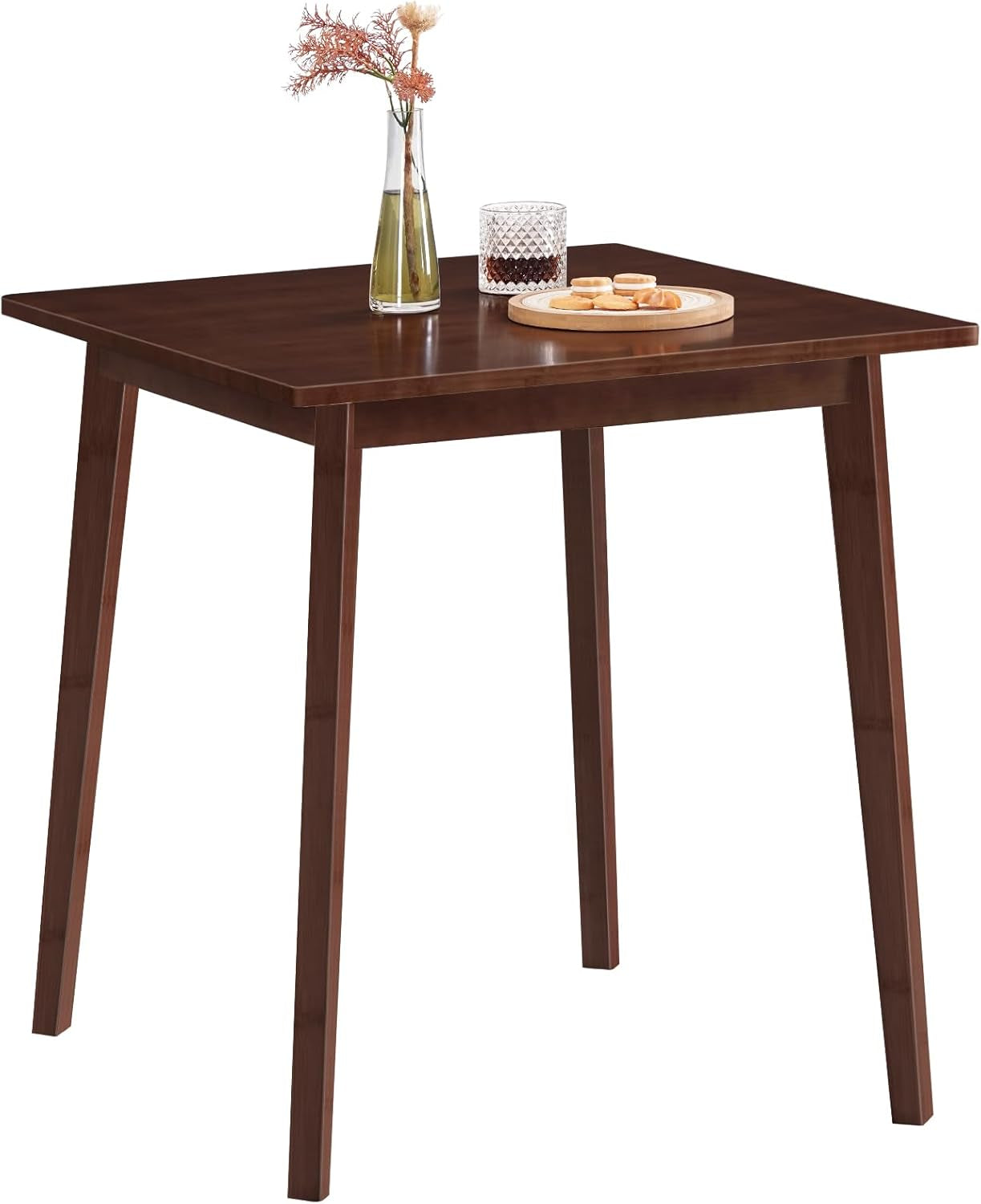 Bamboo Dining Table, Square Dining Table for 2, 27.6" Kitchen Table for Small Space, Writing Table, Easy to Assemble, for Dining Room, Living Room, Office, Kitchen, Apartment, Brown BR70CZ01