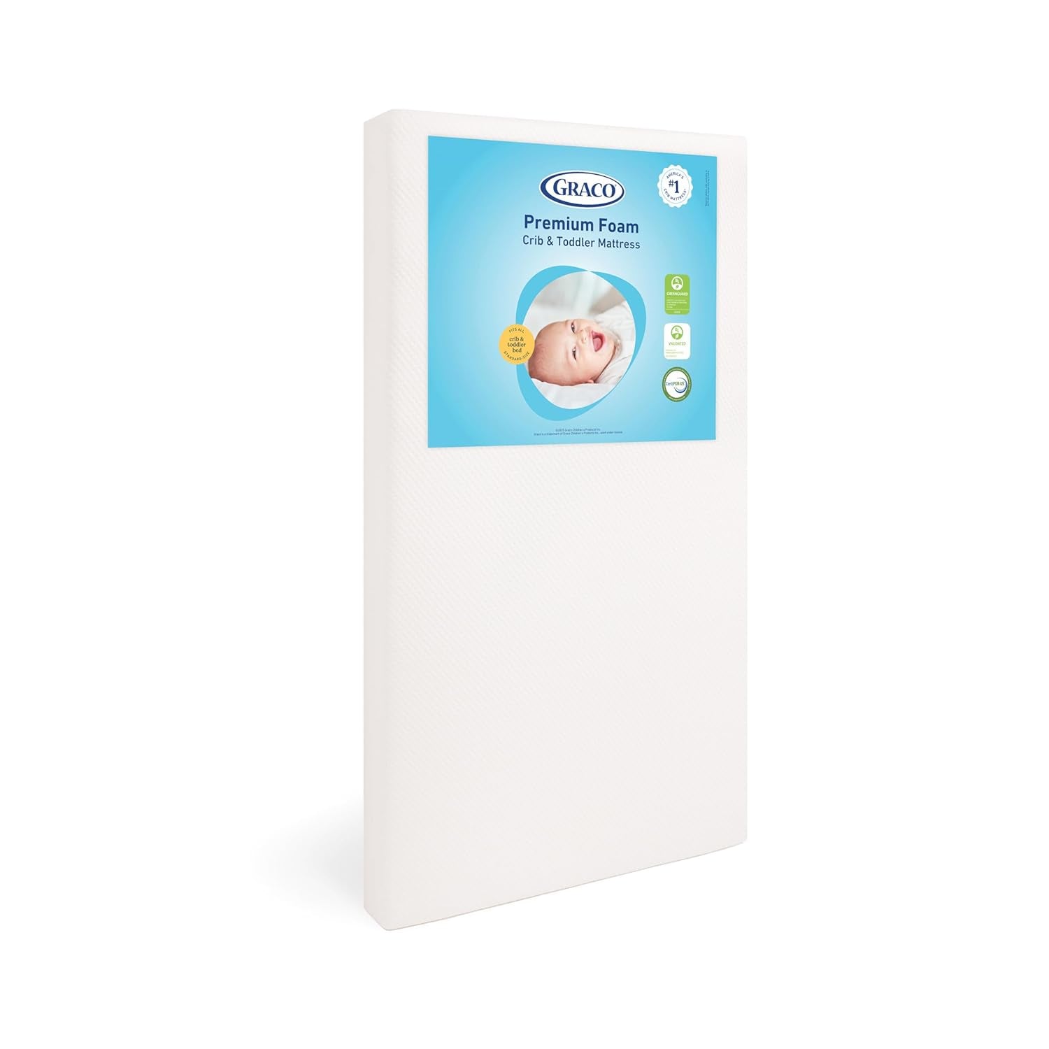 Premium Crib & Toddler Mattress – GREENGUARD Gold Certified, Certipur-Us Certified Foam, Machine Washable Cover with 100% Waterproof Surface, Fits Standard Full Size Baby Crib and Toddler Bed