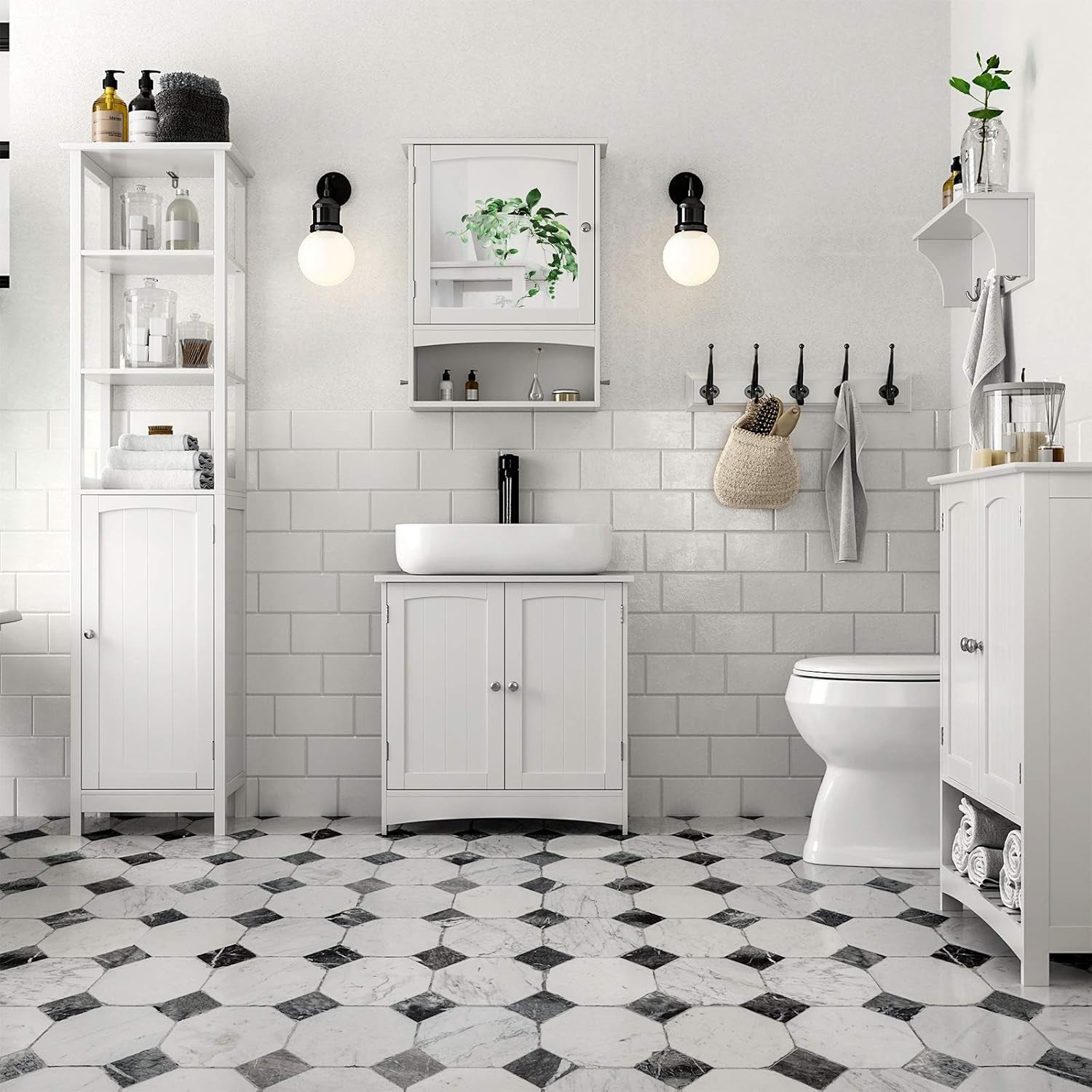 Mirror Cabinet, Bathroom Wall Storage Cabinet, Medicine Cabinet, Wooden, White UBBC21WT