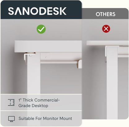 71-Inch Large Dual Motor L-Shaped Electric Height Adjustable Standing Desk - Reversible Panel - White Top/White Frame - Ideal for Gaming, Home Office or Computer Workstation