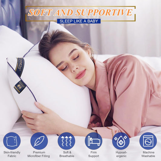 Supportive Firm Bed Pillows for Sleeping- King Size, Set of 2, Cooling Hotel Quality with Premium Soft down Alternative Fill for Back, Stomach or Side Sleepers, 20''X34''
