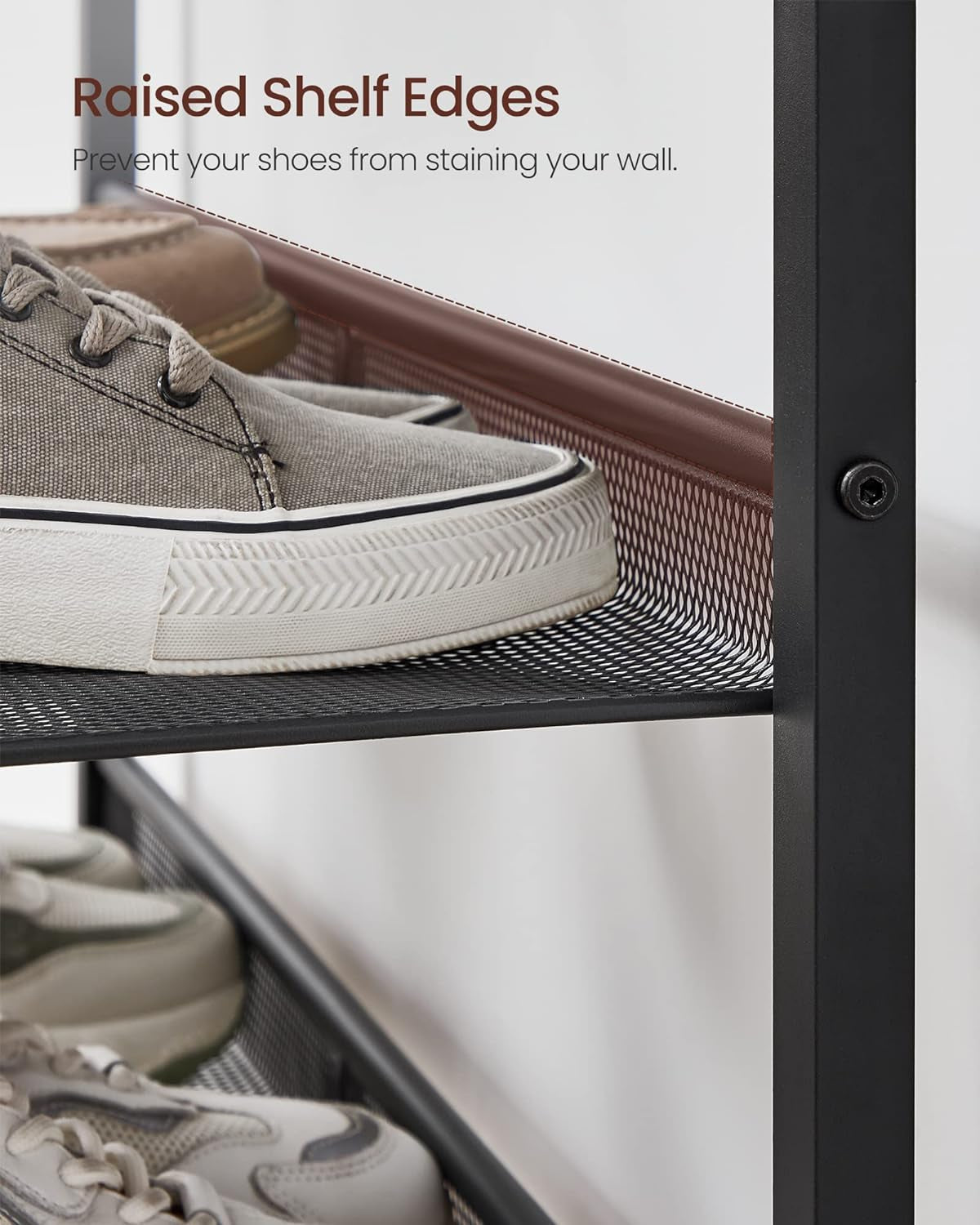 Shoe Rack for Entryway, 5-Tier Shoe Rack Organizer with Storage Shelves and Spacious Top, Freestanding, Adjustable, Industrial, Charcoal Grey and Metallic Silver ULBS038E22