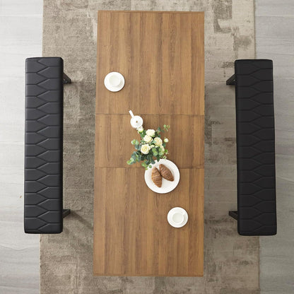 63”-79” Extendable Dining Room Table, Modern Farmhouse Wooden Kitchen Table, Long Expandable Dining Table for 6 8 10, Large Expanding Tables Conference Tables (Walnut Brown)