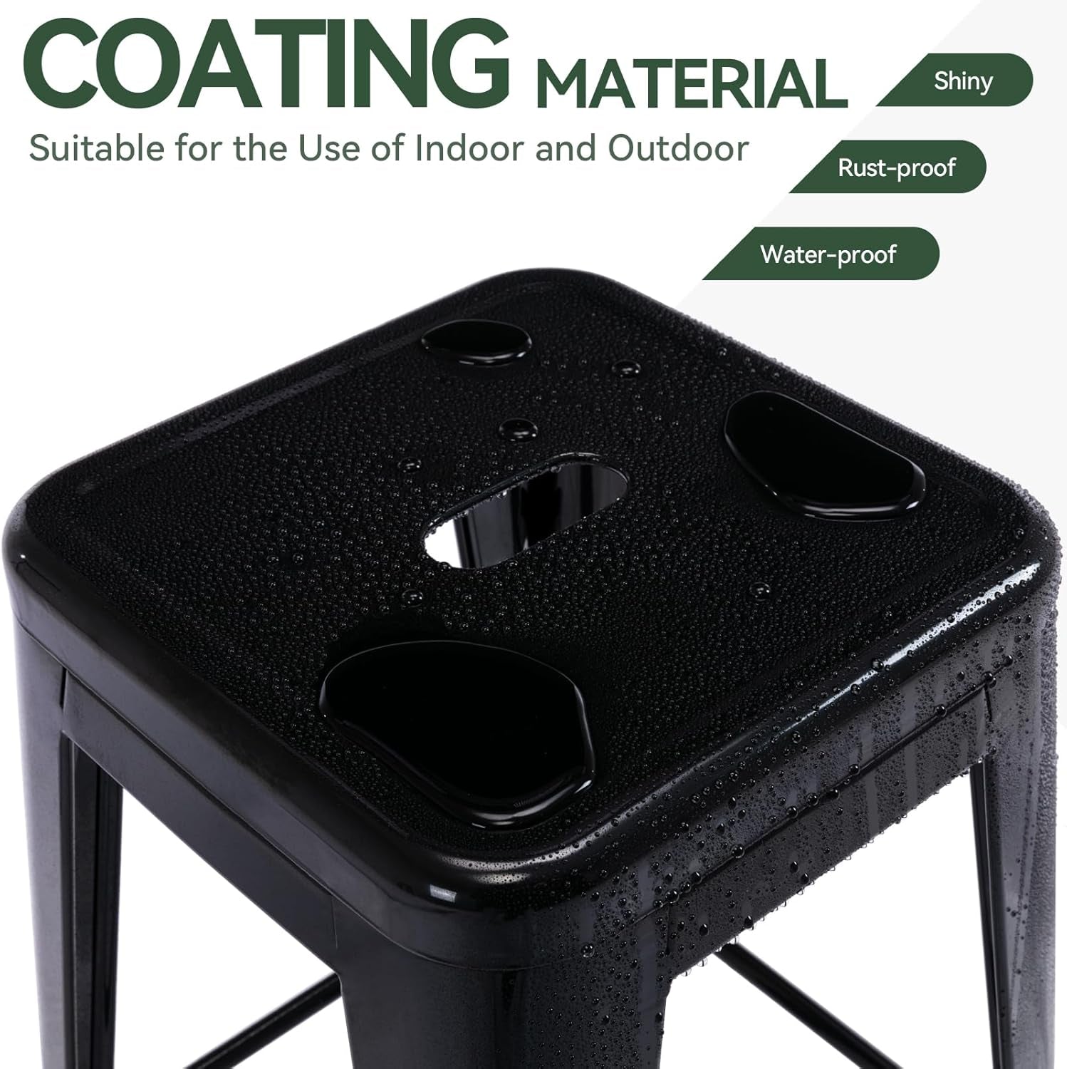 24" Bar Stools Black Backless Metal Barstools Indoor-Outdoor Counter Height Stools with Square Seat, Set of 2 - VF1571001