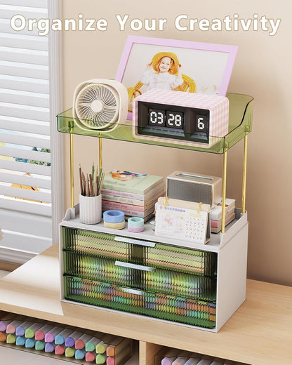 Bathroom Organizers and Storage, Makeup Organizer (Sturdy Durable Attractive), Ideal for Vanity, Countertop, Counter, Perfume, Skincare, Cabinet, Cosmetic, Dresser Organizer (Green)