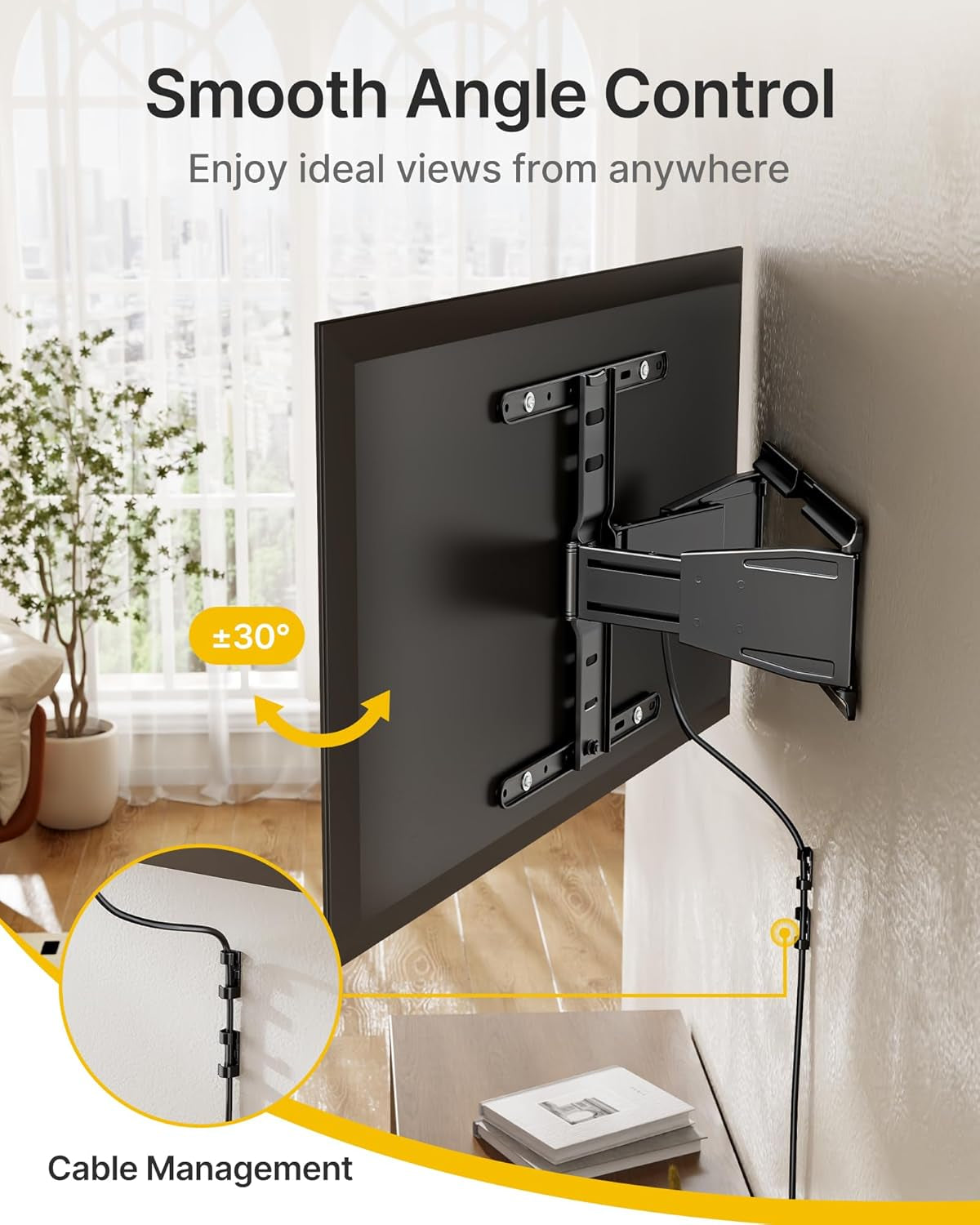0.77" Ultra Slim TV Wall Mount for 37-75 Inch Tvs, Thin Low Profile Full Motion TV Wall Mount with Articulating Dual Arms, 4X Weight Tested, Max VESA 400X400Mm, Fits 16/18" Studs