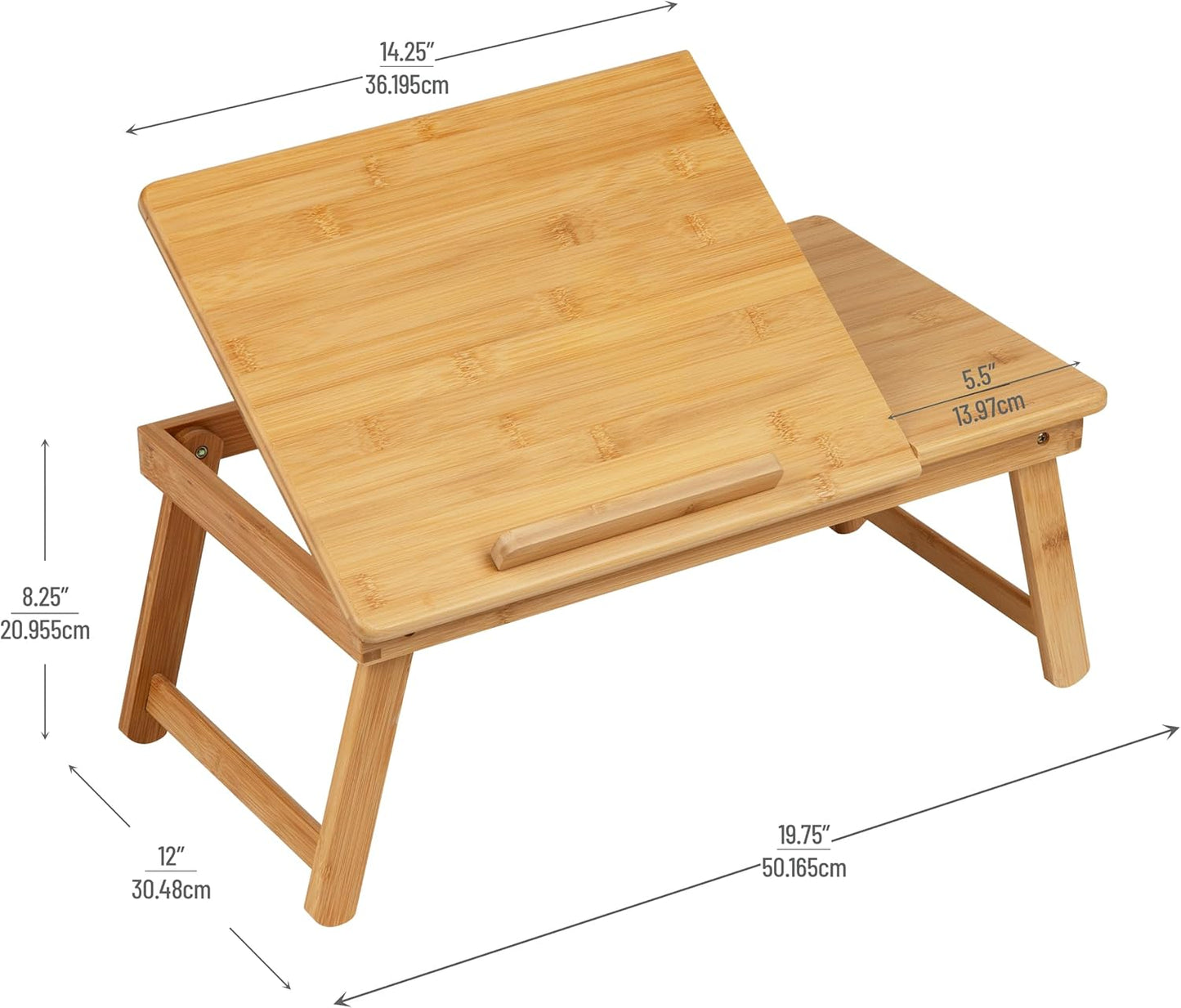 Lap Desk Laptop Stand, Bed Tray, Dorm Room, Folding Legs, Rayon from Bamboo, 19.75"L X 12"W X 8.25"H, Brown