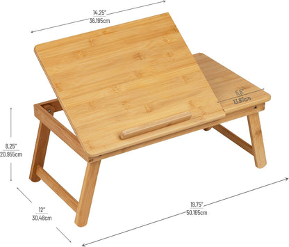 Lap Desk Laptop Stand, Bed Tray, Dorm Room, Folding Legs, Rayon from Bamboo, 19.75"L X 12"W X 8.25"H, Brown