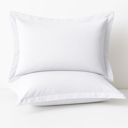2 Pack Pillow Shams King Size 20X40 – 600 Thread Count 100% Organic Cotton White Pillow Covers with 2 Inch Decorative Flange, Soft & Smooth Premium Hotel-Quality Pillowcases Set of 2