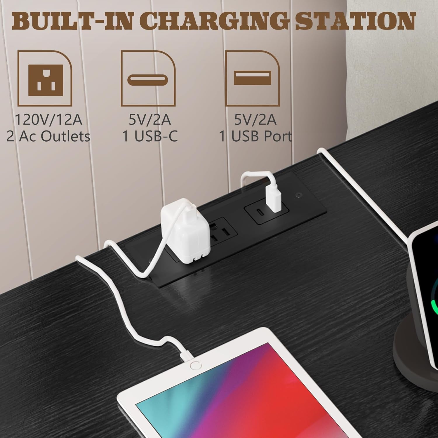 21.7W Farmhouse Nightstand Set of 2 with Charging Station,White End Table with 3 Drawers Storage,Wood Night Stand Side Table,Modern Bedside Cabinet for Bedroom Living Room,Dresser for Small Place (2)