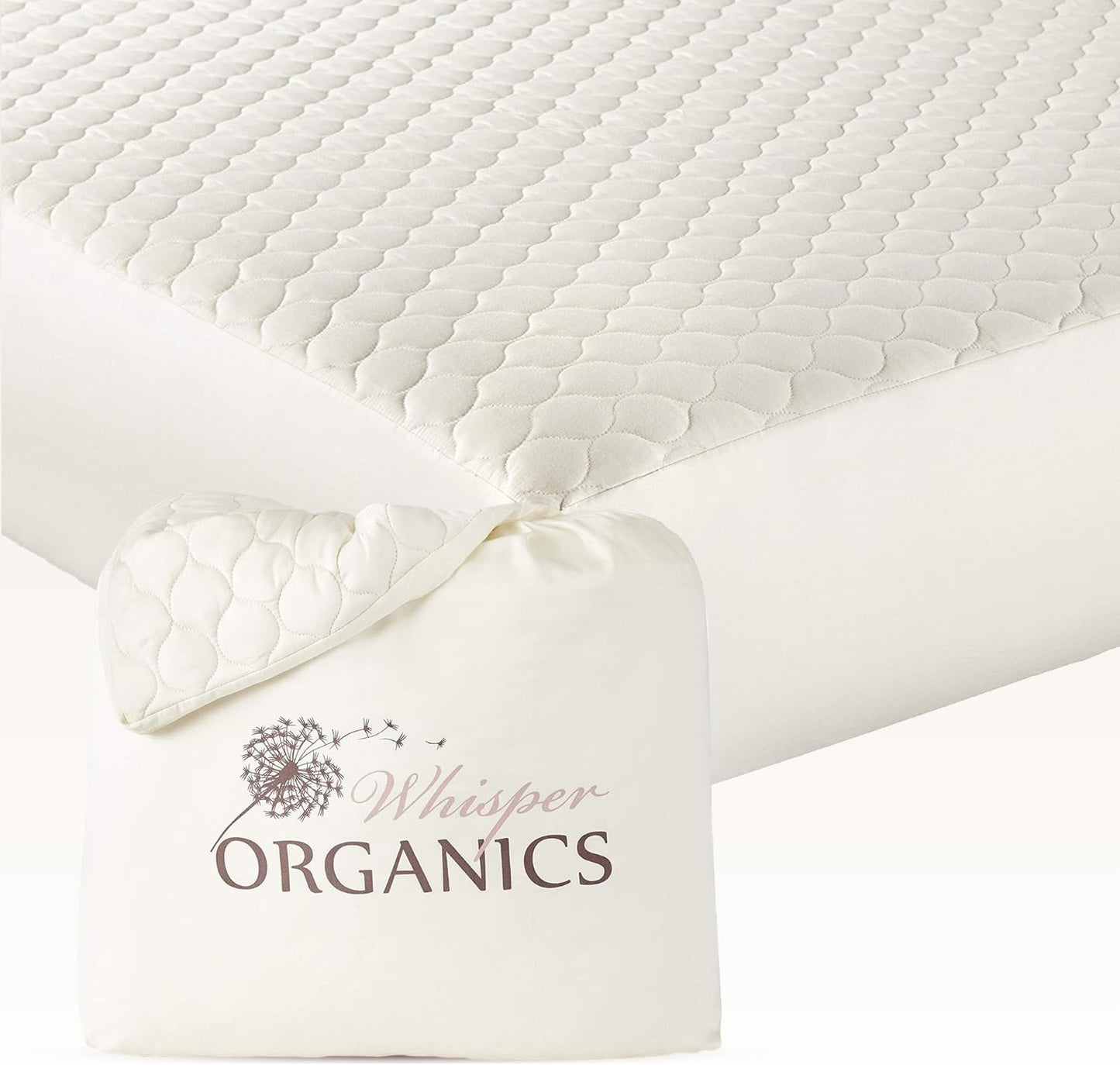 100% Cotton Organic Mattress Pad - Breathable & Cooling Mattress Protector King Size - Premium 300GSM Quilted and Machine Washable - Fairtrade & GOTS Certified Bed Protector (Ivory, King)
