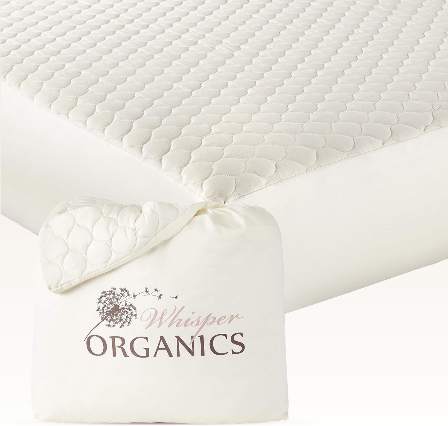 100% Cotton Organic Mattress Pad - Breathable & Cooling Mattress Protector King Size - Premium 300GSM Quilted and Machine Washable - Fairtrade & GOTS Certified Bed Protector (Ivory, King)
