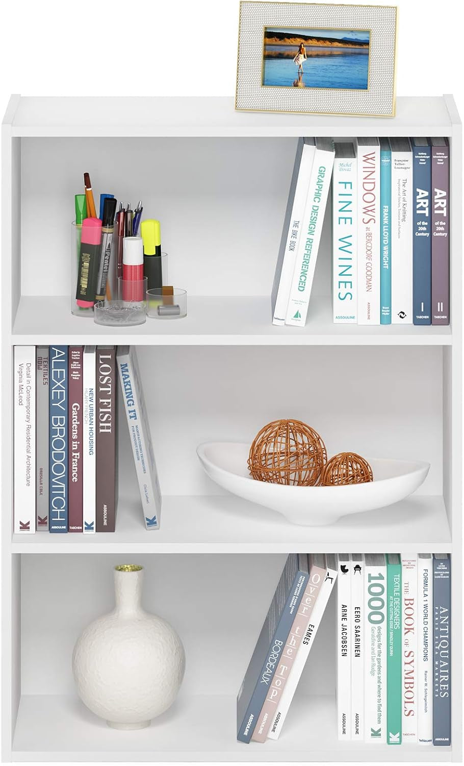 Pasir 3-Tier Open Shelf Bookcase, Plain White