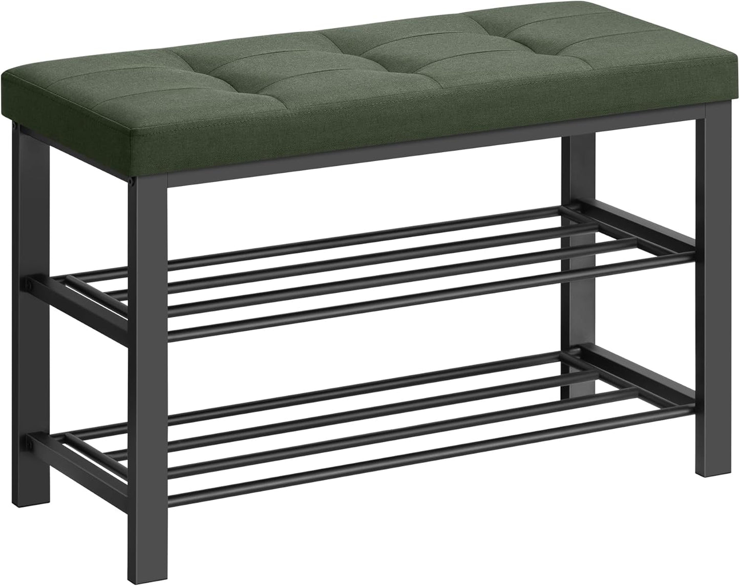 Shoe Bench, Storage Bench, Entryway Bench with Cushion, Shoe Shelf with Seat, Space-Saving, Modern Style, for Living Room, Bedroom, Hallway, Dark Gray and Ink Black ULBS579B33