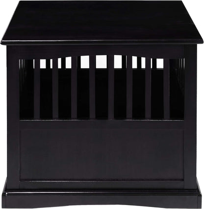 Wooden Lattice Pet Crate, End Table, Taupe Gray