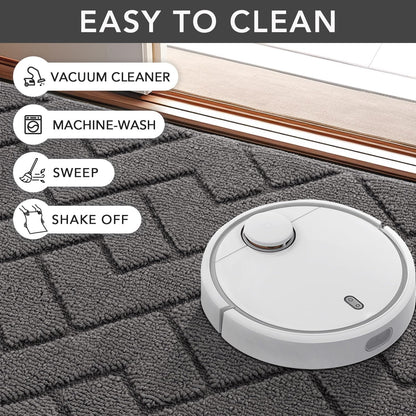 Dirt Trapper Indoor Doormat,20"X31.5" Welcome Door Mat,Non Slip Backing Washable Door Mats,Absorbent and Resistant Low-Profile Entrance inside Floor Mat for Front Back Door and Entryway (Grey)