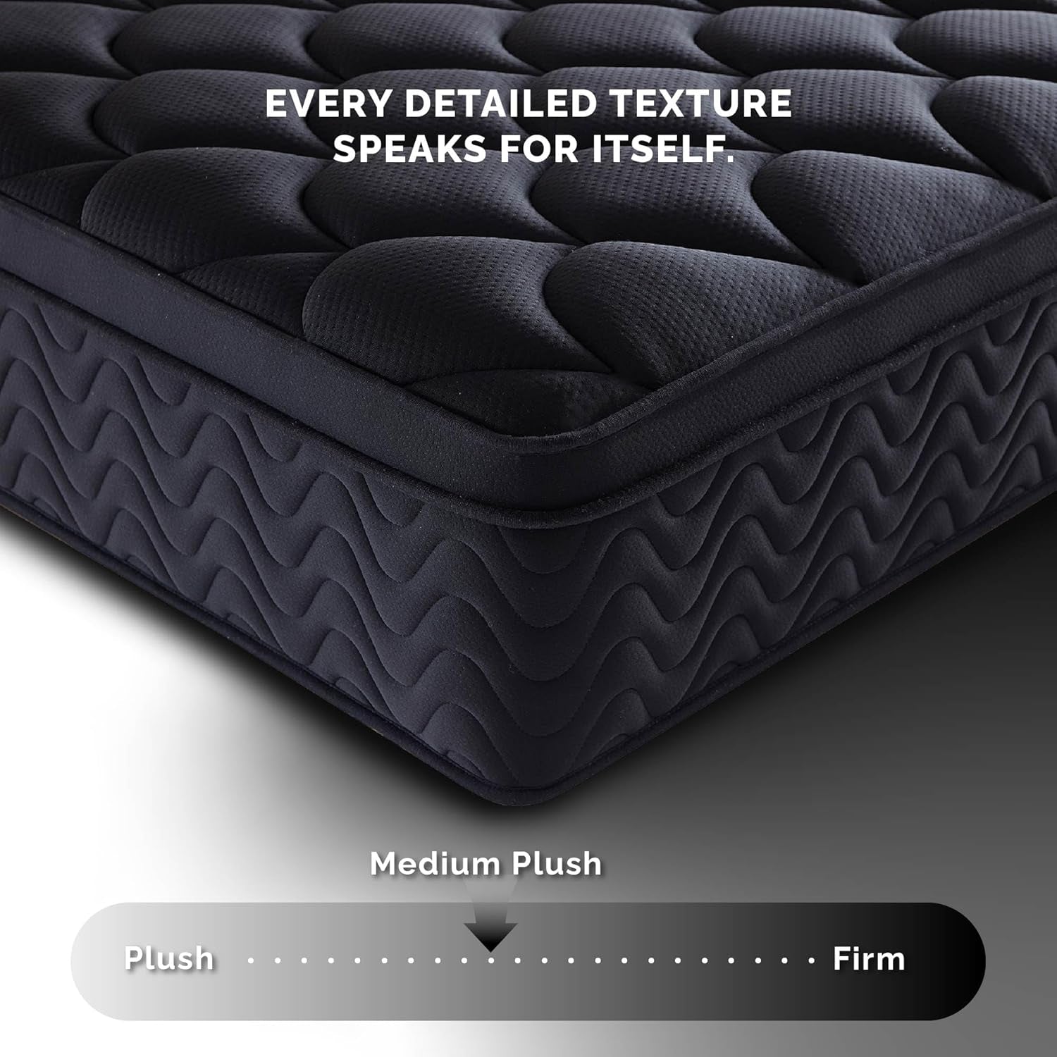 12 Inch Full Size Mattress 54”Wx75”L, Black Individual Pocket Spring Innerspring Mattress with Motion Isolation & Pressure Relief, Mattress in a Box