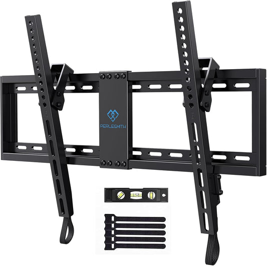 UL Listed TV Mount for Most 37-82 Inch TV, Universal Tilt TV Wall Mount Fits 16”- 24” Wood Stud with Loading 132 Lbs & Max VESA 600X400Mm, Low Profile Flat Wall Mount Bracket PSLTK1