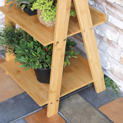 Corner Ladder Shelf Storage Shelving, 5 Tier Books/Cds/Albums/Files Holder in Living Room Home Office,Simple Assembly