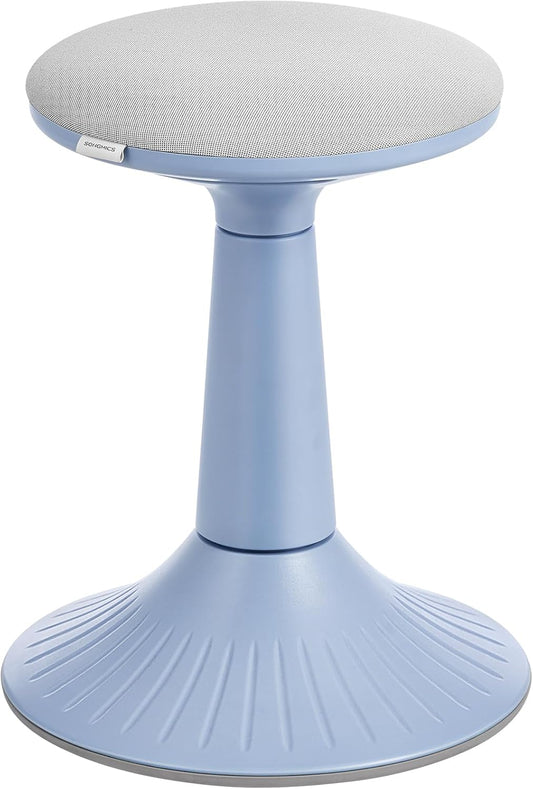 Kids Wobble Chair 6-12Y, Active Sitting Stool with Focus Support, 18.1" Height 154 Lb Capacity, Anti-Slip Base Tool-Free Assembly, Pale Blue and Dove Gray UOSC010Q01