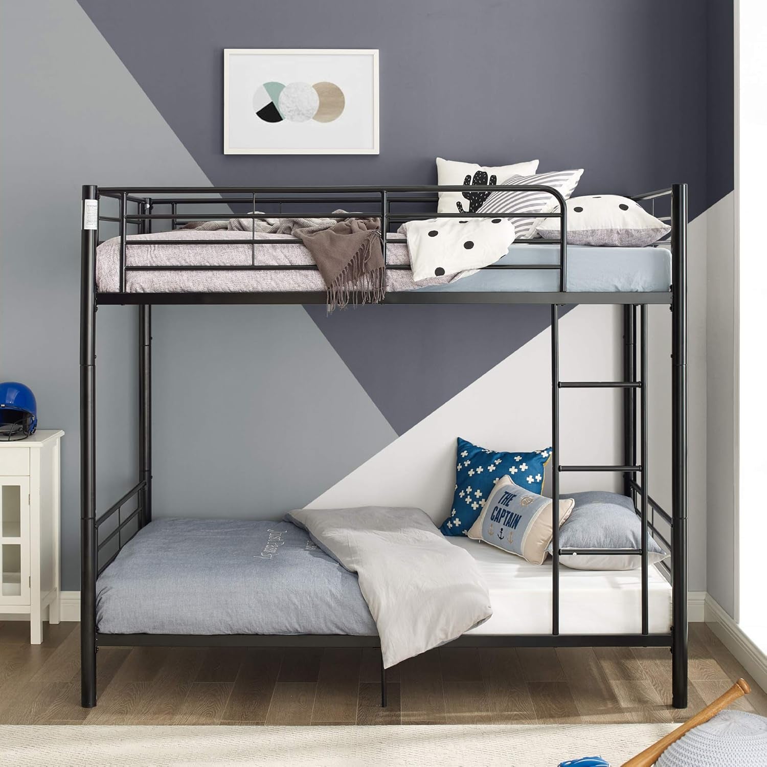 Elodie Urban Industrial Twin over Twin Metal Bunk Bed, Twin over Twin, Black