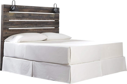 Drystan Rustic Panel Headboard ONLY with USB Charging Stations, King, Brown