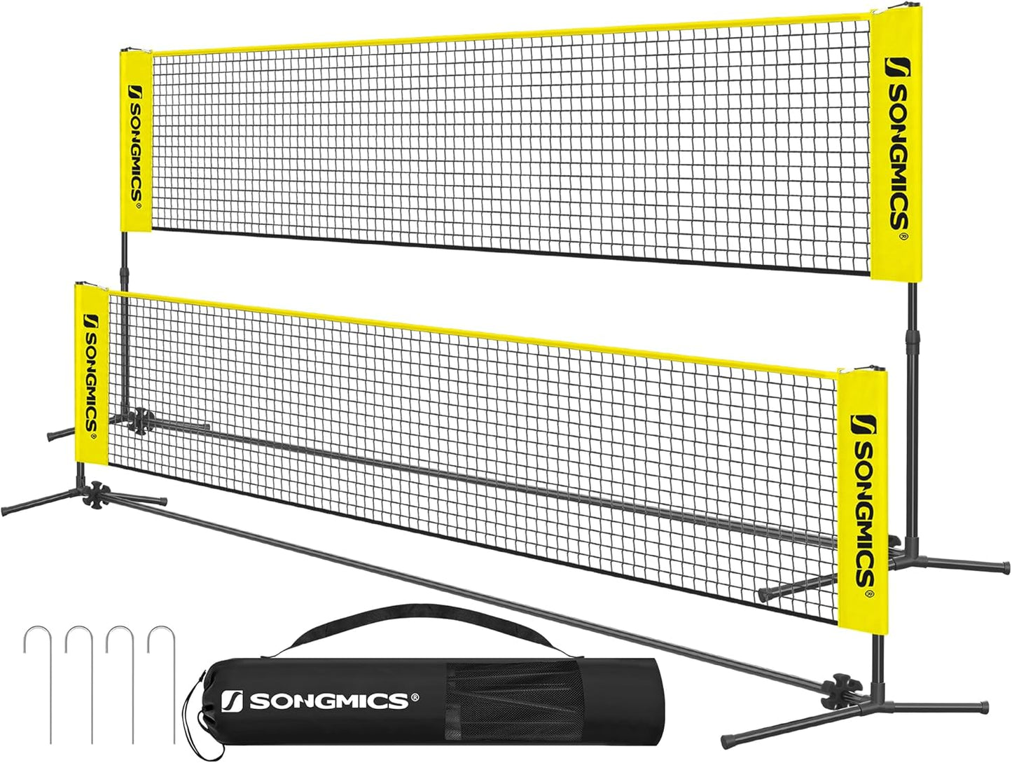 Badminton Net, Height Adjustable Volleyball Net, Pickleball Net for Junior Tennis, Kids, Indoor Outdoor Court, Foldable Nylon Net with Poles 10Ft/13Ft/16.5Ft Wide