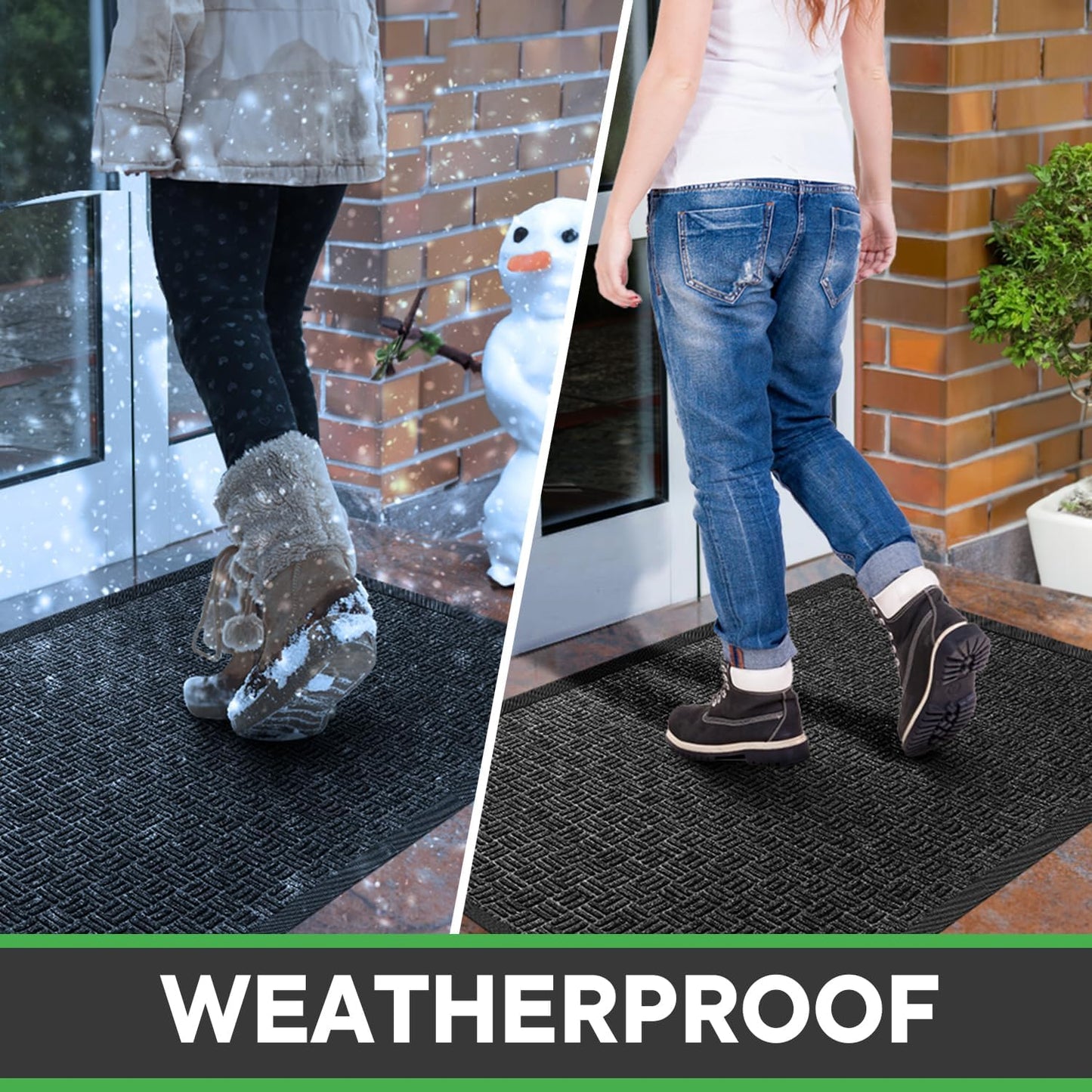 Front Door Mat, Heavy Duty Durable Welcome Mat for Outdoor Indoor, Dirt Trapper Waterproof Super Absorbent Door Mat for Entryway outside Patio Porch, 29.5" X 17", Grey