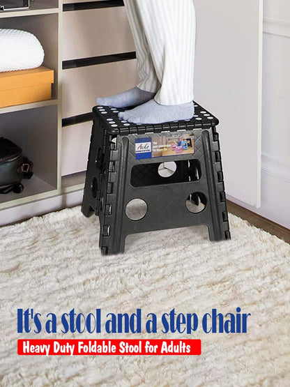 Folding Step Stool 13 Inch Heavy Duty Plastic Foldable Step Stool for Kids and Adults, Small Collapsible Fold up Stepping Stool 1 Pack