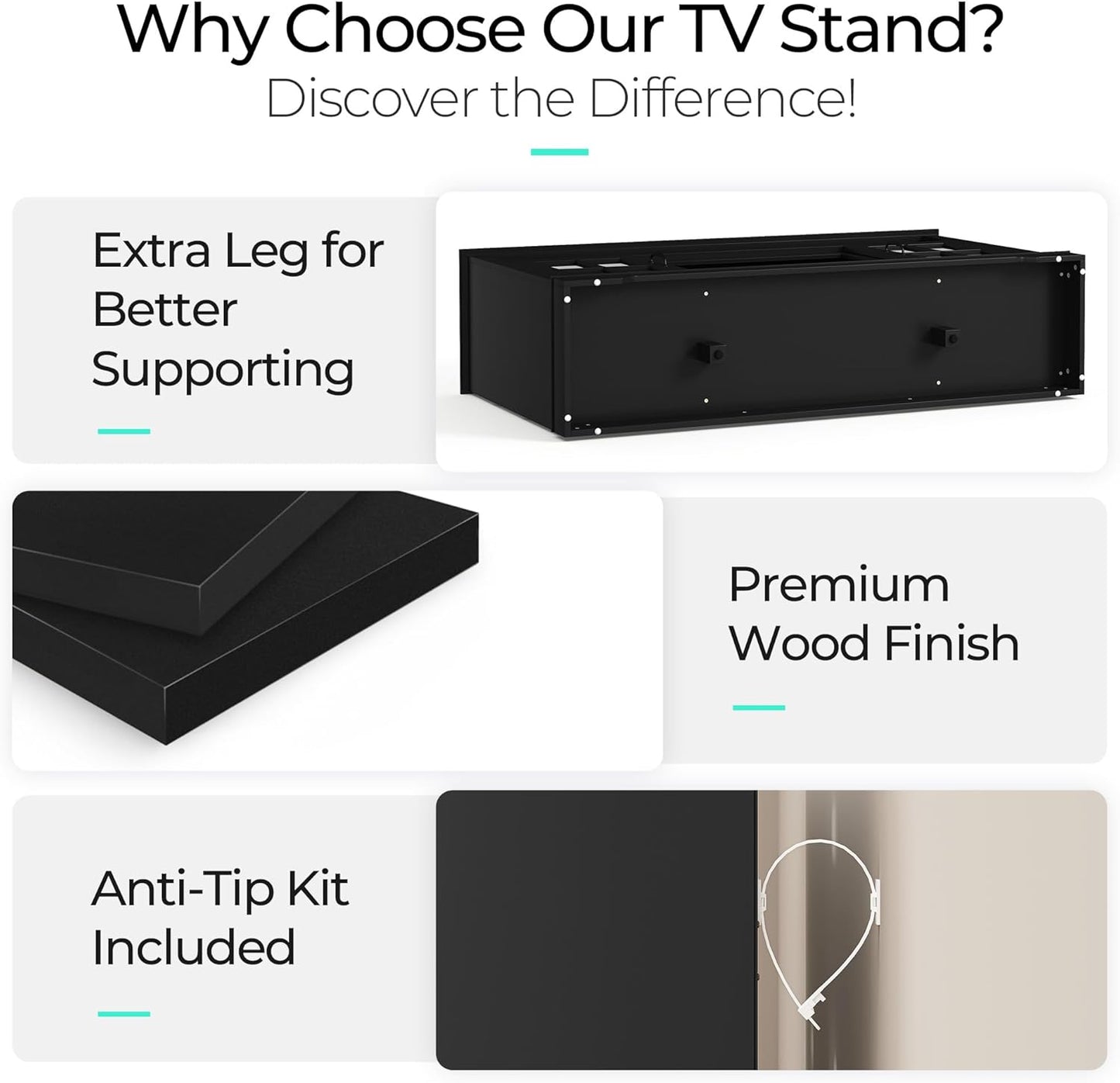 TV Stand for 65 Inch TV, 32" Tall Entertainment Center with LED Lights and Glass Door Storage Cabinet, Modern Farmhouse TV Media Console Table for Living Room, Black