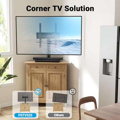 Universal Swivel TV Stand for 24-60 Inch Tvs up to 99 Lbs, 12 Height Adjustable Table Top TV Stand, TV Base Stand with Tempered Glass Base, Max VESA 400X400Mm, PSTVS33