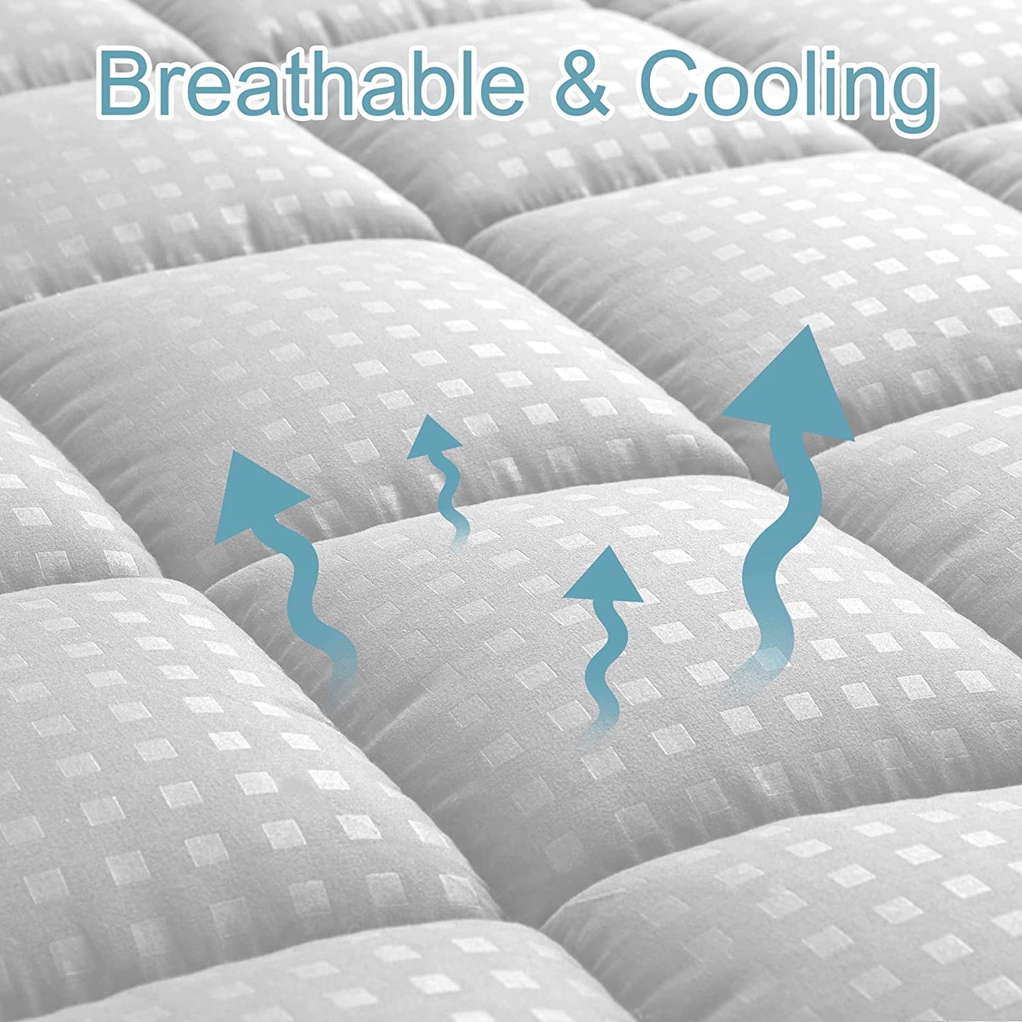 Queen Mattress Pad Quilted Fitted Mattress Protector Cooling Pillow Top Mattress Cover Breathable Fluffy Soft Mattress Topper with 8-21" Deep Pocket