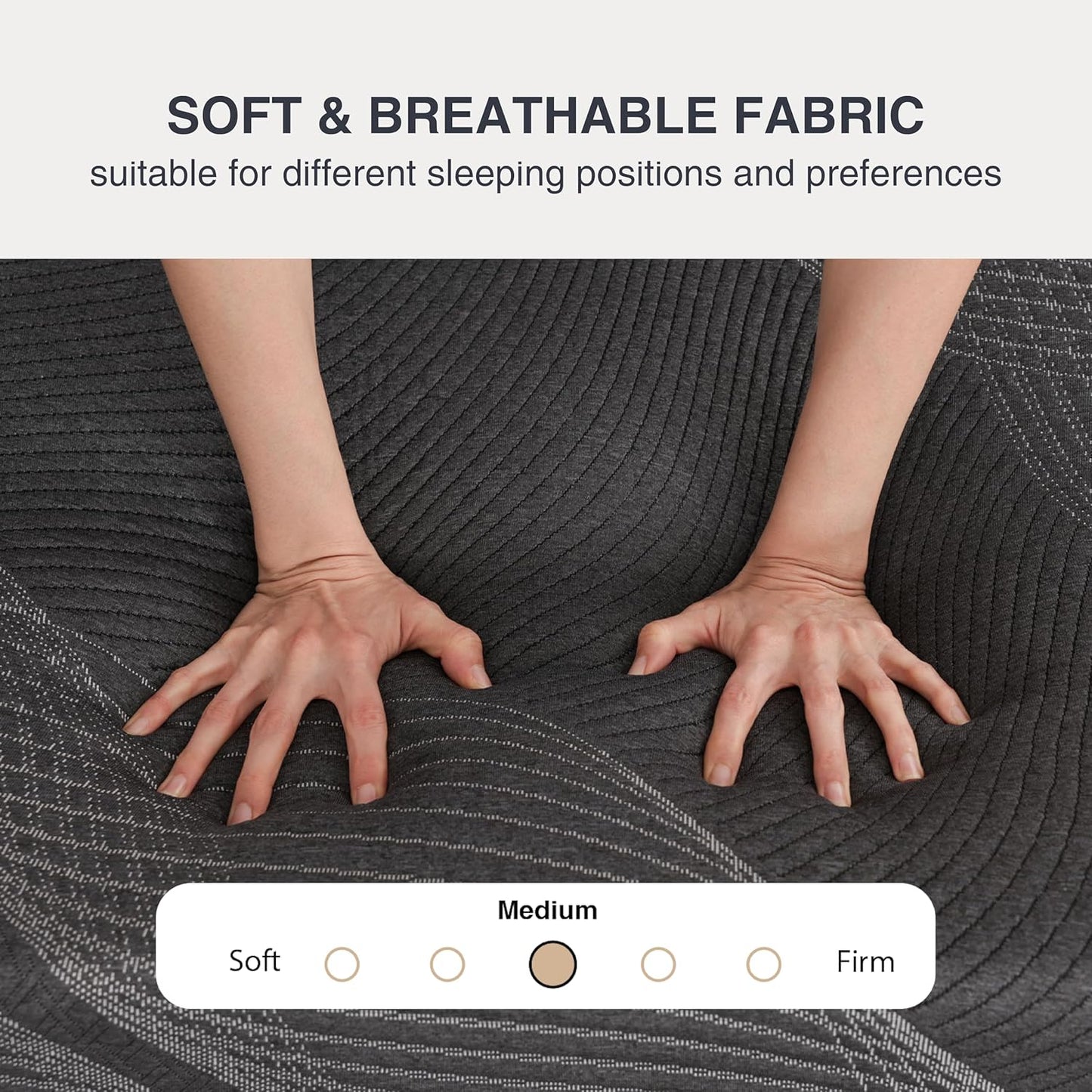 Queen Mattress 10 Inch Charcoal Gel Memory Foam in a Box, Certipur-Us Certified, Fiberglass Free, Cooling Double Mattress, Made in the USA of US Foam, 80" × 60" × 10", Medium