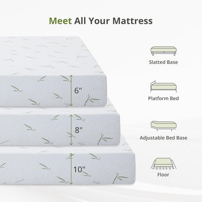 8 Inch Full Size Mattress, Cooling Green Tea Gel Memory Foam for Pressure Relief, Medium Firm Support, Fiberglass Free, Bed in a Box, Certipur-Us Certified