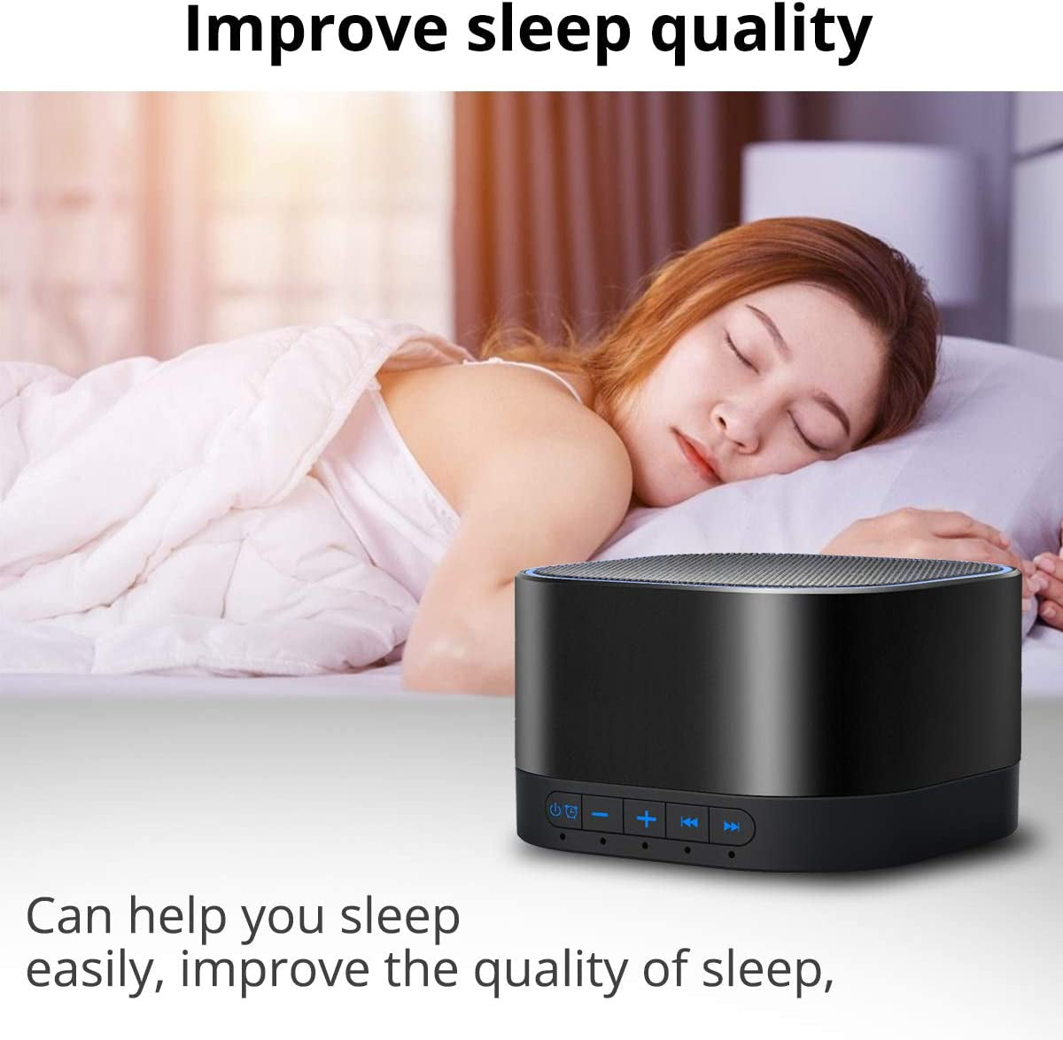 White Noise Machine with 20 Non Looping Natural Soothing Sounds Memory Function 32 Levels of Volume Powered by AC or USB and Sleep Sound Timer Therapy for Baby Kids Adults Black