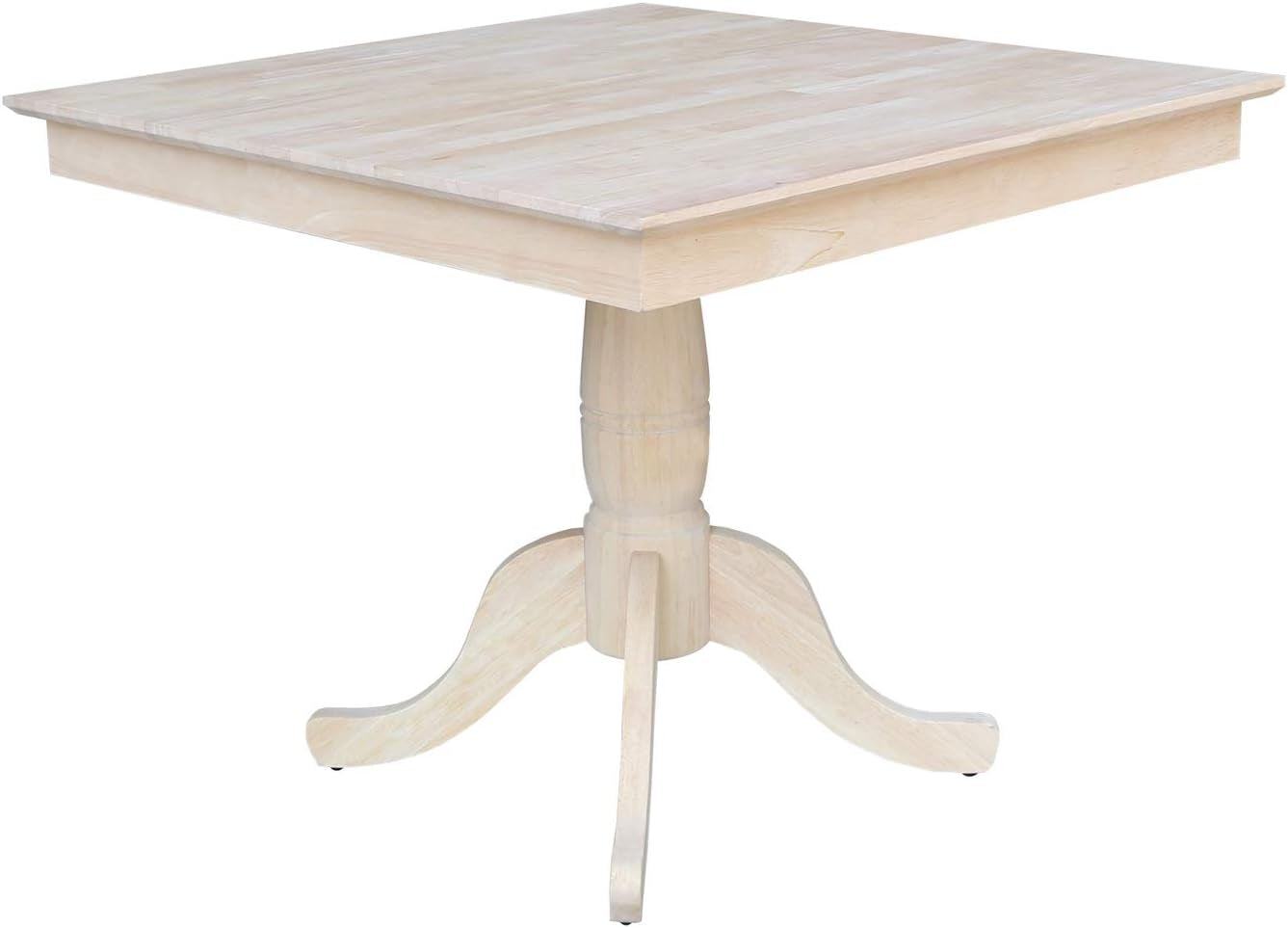 36" X 36" Natural Solid Wood Square Top Pedestal Table - 29.9" Height
