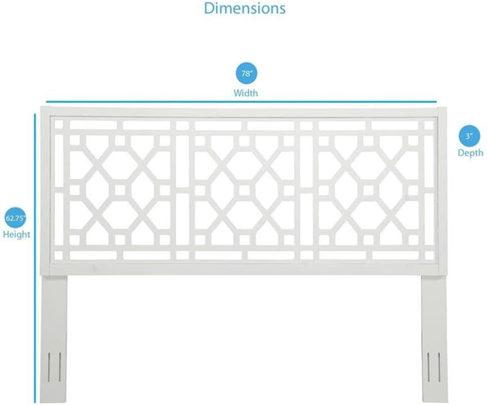 Thomas Chippendale White Wood Headboard - King