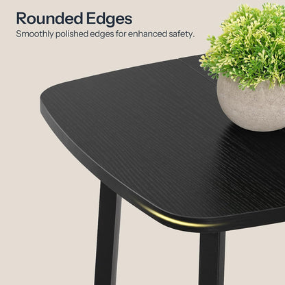 Side Table, 2-Tier Square Sofa End Table, Small Storage Nightstand, for Small Spaces, Living Room Bedroom Accent Table, Black BB181BZ01