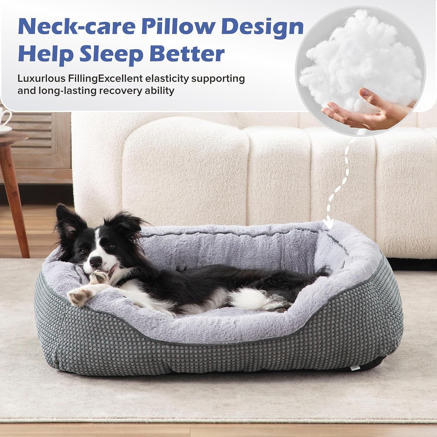 Medium Dog Beds for Medium Dogs Washable, Rectangle Dog Bed Medium Size Dog, Orthopedic Dog Bed, Warming Soft Calming Sleeping Puppy Bed Durable Pet Bed with Anti-Slip Bottom M(30"X24"X9")