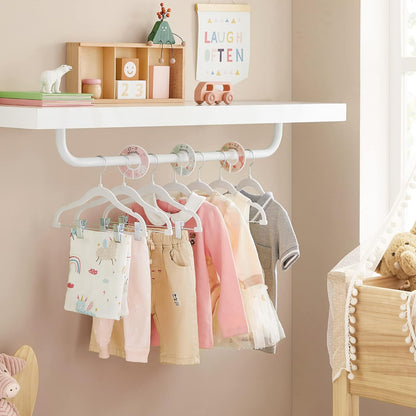 30 Packs Baby Pants Hangers with Clips, Kids Hangers with 6 Clothes Dividers, Non-Slip Children’S Clothes Hanger, White UCRF013W30