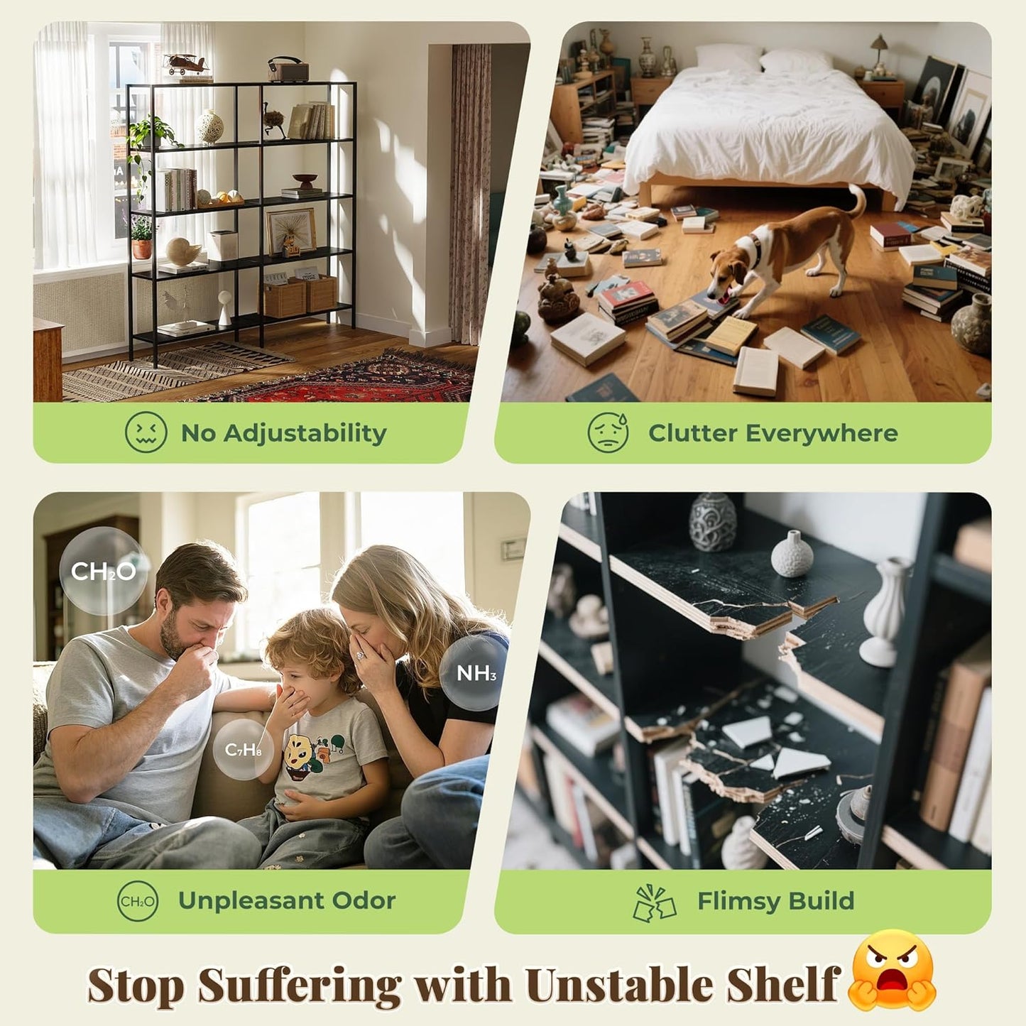 5 Tier Bookshelf, L Shaped Corner Bookshelf with 10 Open Shelves, 49.4 Inch Straight Wide Bookcase with Metal Frame and Wooden Board, Adjustable Feet, Rustic Brown