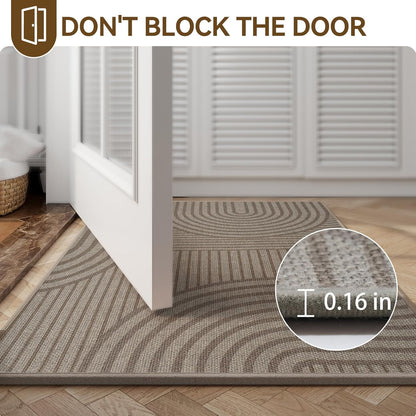 Front Door Mat 17''X30'', Absorbent Muddy Dirt Resist Washable Non Slip Low-Profile Indoor Doormat, Welcome Entryway Door Mats, Brown