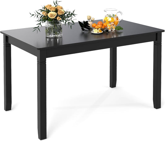 Dining Table for 4 People, 48"X 29" Kitchen Table with Wood Legs, Load 330 Lbs, Rectangular Dinner Table for Small Space, Dinette, Breakfast Nook, Apartment, Living Room, Dining Room (Black)