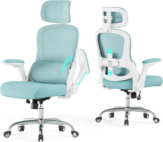 Office Chair - Ergonomic Office Chair with Back Support, Ergonomic Computer Chair - Home Office Desk Chairs, 400Lbs Wide Seat Big and Tall Office Chairs with Headrest, Comfy Desk Chairs(Blue)