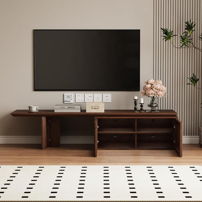 Extendable TV Stand with Storage and Shelves, Wood Entertainment Center for 55+ Inch TV, Modern TV Console, Minimalist Media Console for Living Room, Bedroom-Walnut (Extendable: 78.7"-110")