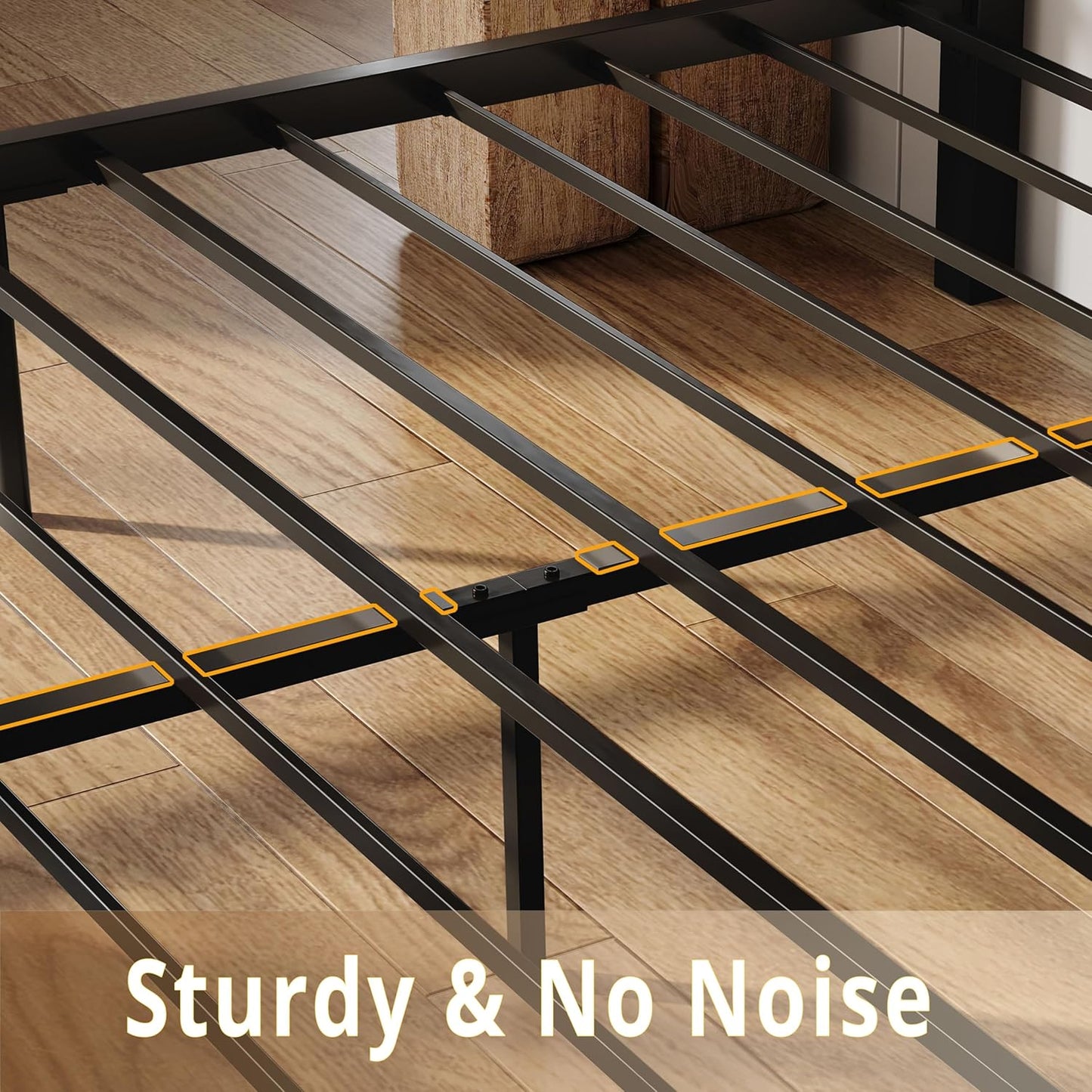 Queen Bed Frame, Tall Industrial Headboard 51.2 ", Platform Bed Frame with Strong Metal Support, Solid and Stable, Noise Free, No Box Spring Needed, Easy Assembly, Vintage Brown