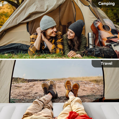 Queen Air Mattress with 2000Mah Battery Powered Pump, 18" Raised Inflatable Mattress, Portable Blow up Mattress, Air Bed for Camping, Home and Guest